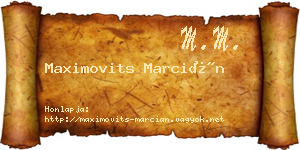 Maximovits Marcián névjegykártya